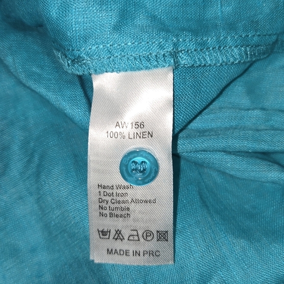 Nwot ANTICA SANTORIA Men Aqua Color Teal Button-Up Shirt Size S/M - Picture 3 of 4